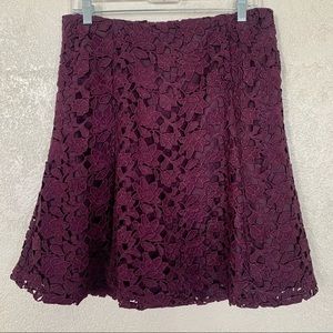 Loft woman’s dark purple floral lace skirt